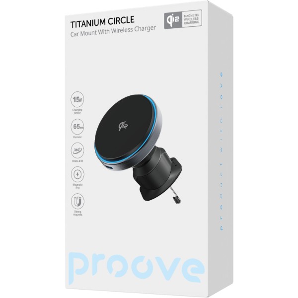 Фото - Автотримач з бездротовою зарядкою Proove Titanium Circle Qi2 15W Gray (WHTC15010003)