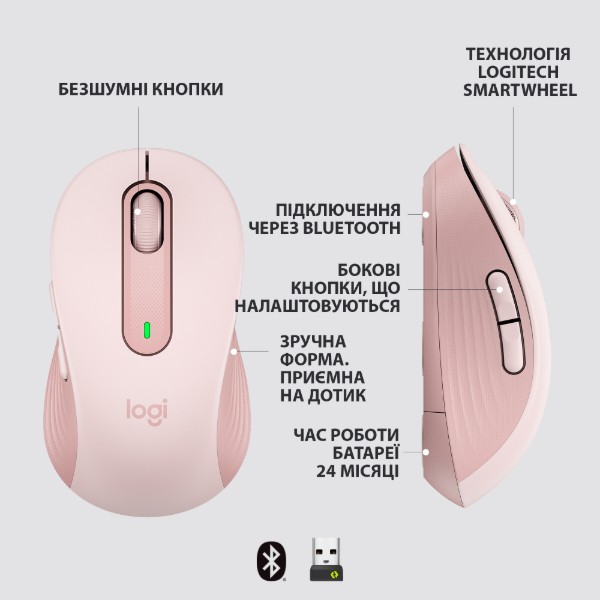 Фото - Мышь беспроводная Logitech Signature M650 Wireless Mouse Rose (910-006254)
