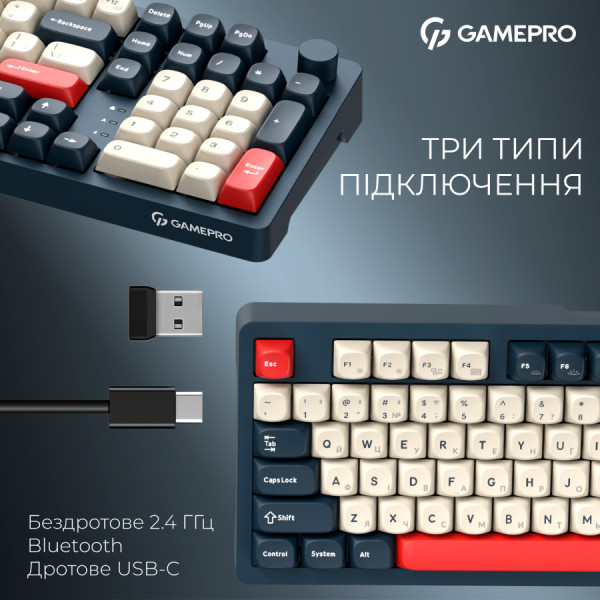 Фото - Клавіатура бездротова ігрова GamePro Asgard Drakkar Keychron Super Blue (MK305BL)