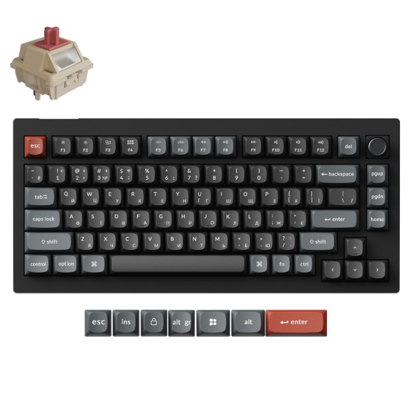 Фото - Клавиатура беспроводная Keychron V1 Ultra Red Switch Black RGB (V1U-D1-UA)