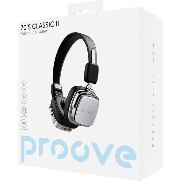Фото - Навушники накладні бездротові Proove 70's Classic II Silver/Black (HPCL20010006)
