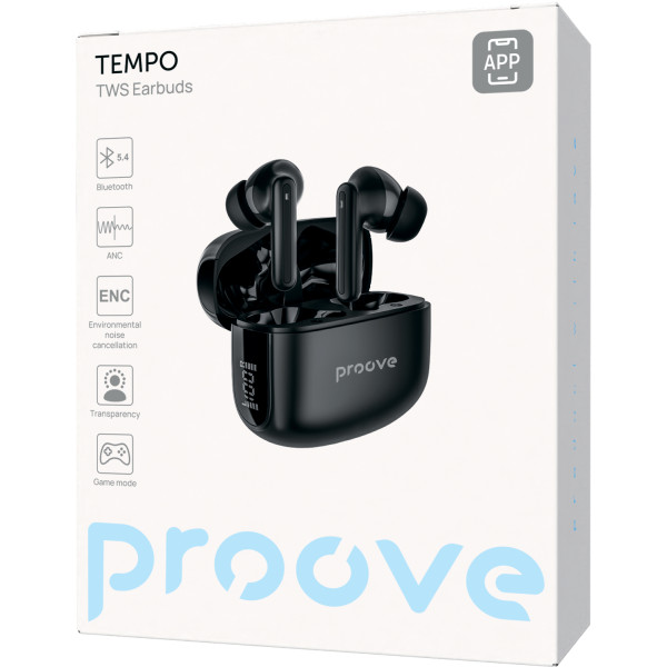 Фото - Навушники вкладиші бездротові TWS Proove Tempo TWS with ANC (APP) black (TWTM0001AP01)