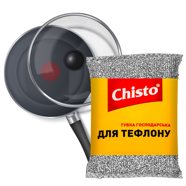 Фото - Губка для миття посуду металева Chisto д/тефлону 1 шт. (4823098413783)