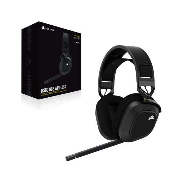 Фото - Гарнітура бездротова ігрова Corsair HS80 RGB Wireless Headset, Carbon (CA-9011235-EU)