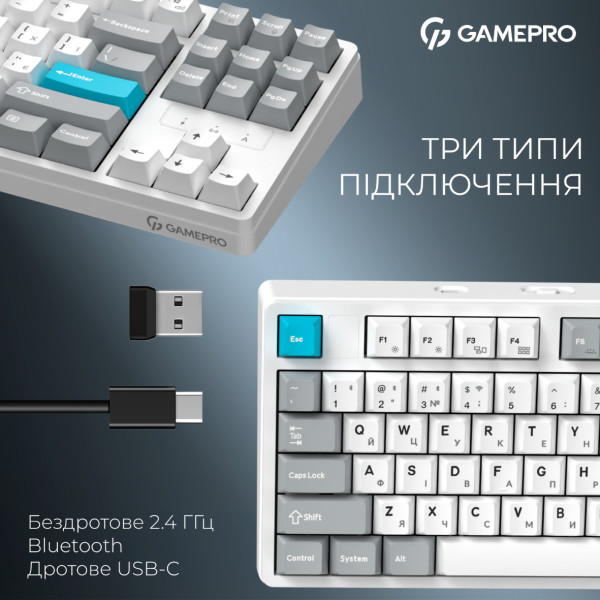 Фото - Клавіатура бездротова ігрова GamePro Asgard Ragnar Keychron Super White (MK285WH)