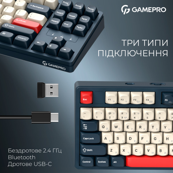Фото - Клавіатура бездротова ігрова GamePro Asgard Ragnar Keychron Super Blue (MK285BL)