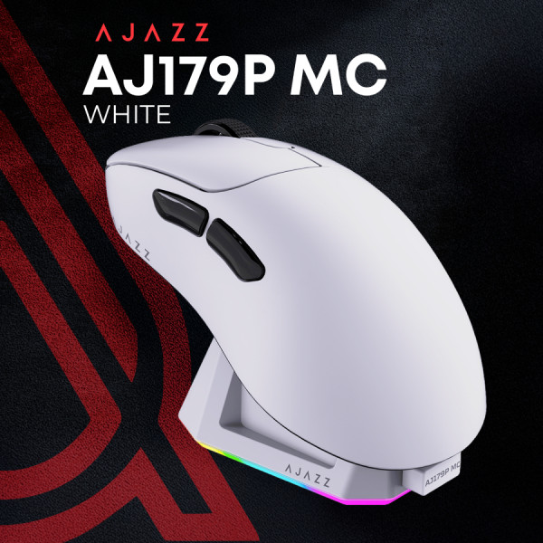 Фото - Мышь беспроводная игровая Ajazz AJ179P MC Charging Dock Wireless White (AJ179P-MC-W)
