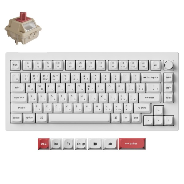 Фото - Клавиатура беспроводная Keychron V1 Ultra Red Switch White RGB (V1U-F1-UA)