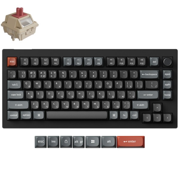 Фото - Клавиатура беспроводная Keychron V3 Ultra Red Switch Black RGB (V3U-D1-UA)
