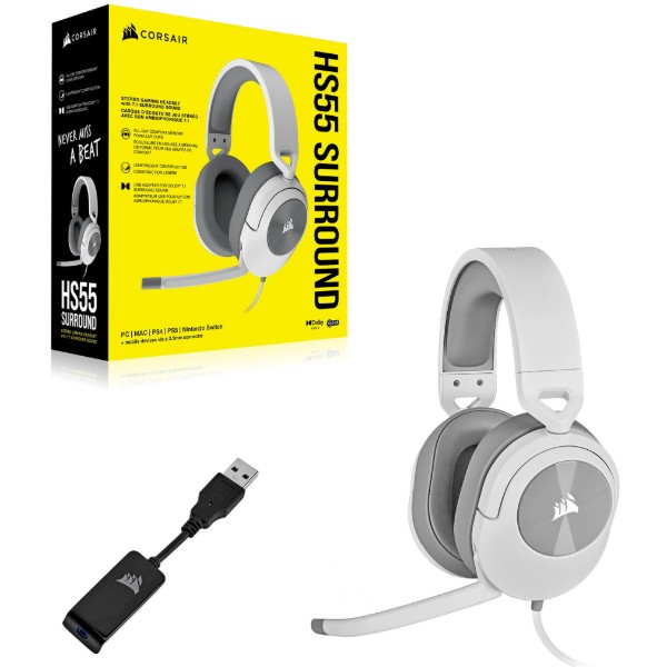 Фото - Гарнитура проводная игровая Corsair HS55 Surround Headset White (CA-9011266-EU)