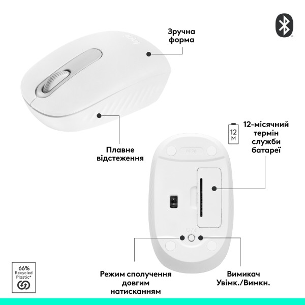 Фото - Миша бездротова Logitech M196 Bluetooth Mouse Off White (910-007460)