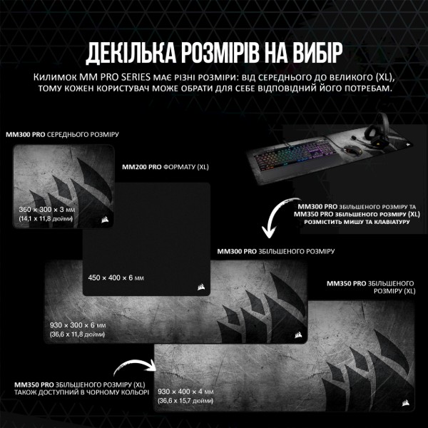 Фото - Килимок для миші ігровий Corsair MM200 PRO Premium Spill-Proof Cloth (CH-9412660-WW)