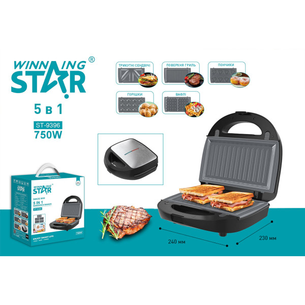 Фото - Вафельниця WinningStar WNNGS-ST-9396-BKSL