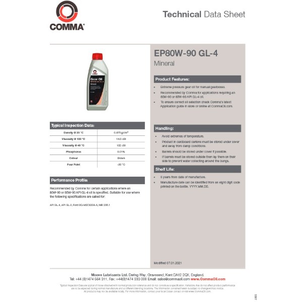 Фото - Олива для авто COMMA GEAR OIL EP80W-90 GL4 5л (GO45L)
