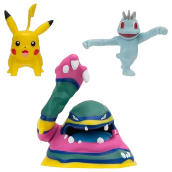 Фото - Набір ігрових фігурок Pokemon W19 - МАЧОП, ПІКАЧУ, АЛОЛА МАК (PKW3597)