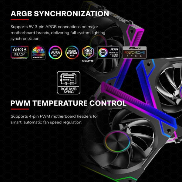 Фото - Корпусний вентилятор Xilence GAMING XPF360R.ARGB PWM REVERSE 3х120mm (XF073)
