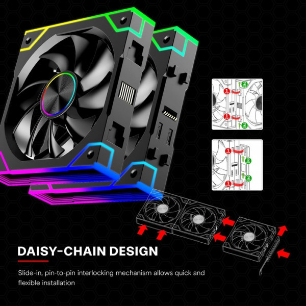 Фото - Корпусний вентилятор Xilence GAMING XPF360R.ARGB PWM REVERSE 3х120mm (XF073)