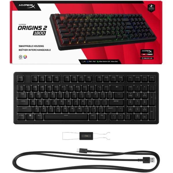 Фото - Клавіатура дротова ігрова HyperX Origins 2 1800 HX Red USB Black (B4QS4AA)