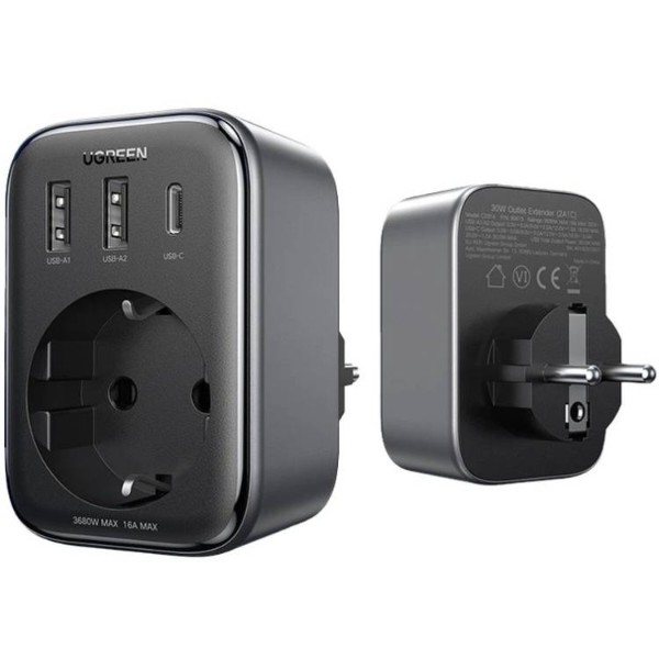 Фото - Сетевое зарядное устройство UGREEN CD314 3xUSB 30W Outlet Extender 2хUSB-A+USB-C (90613)