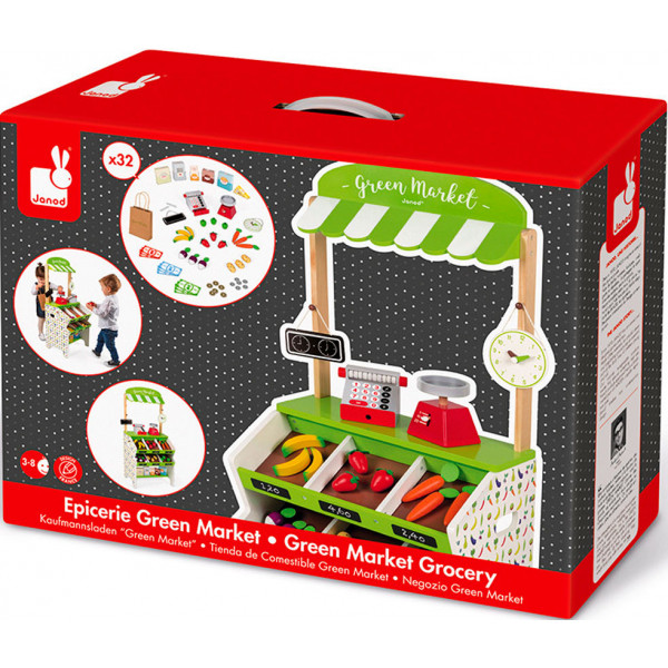 Фото - Сюжетно-ролевая игра. Магазин Janod Прилавок с овощами (J06574)