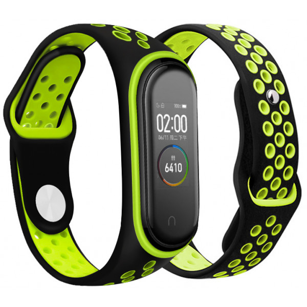 Фото - Ремінець для фітнес-браслету BeCover Nike Style for Xiaomi Mi Smart Band 5 Black-Green (705152)