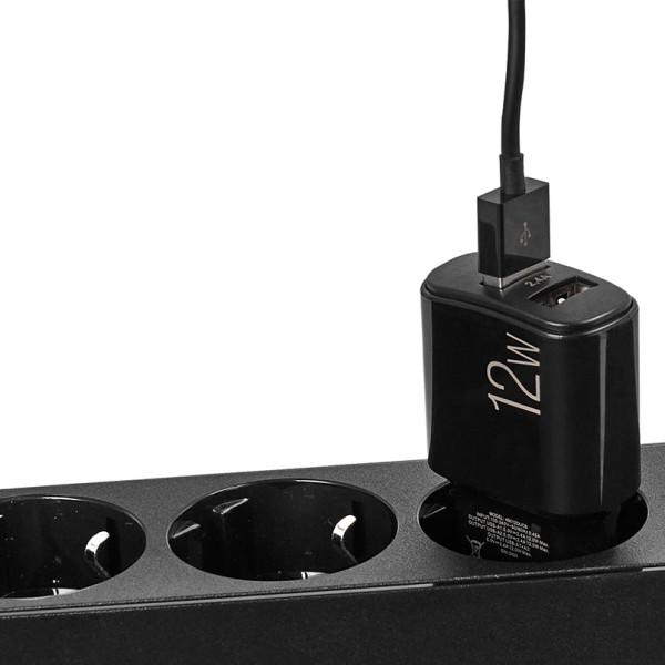 Фото - Мережевий зарядний пристрій Brevia ePower 12W 2xUSB-A + Cable USB-A to USB-C 1m (45012DUCB)