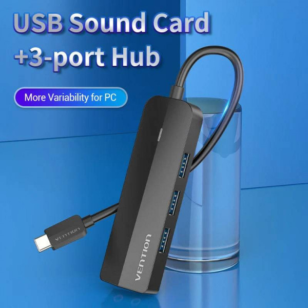 Фото - Хаб USB Vention USB 3.1 Type-C 3xUSB 3.0+MicroUSB+3.5mm (TGQBB)