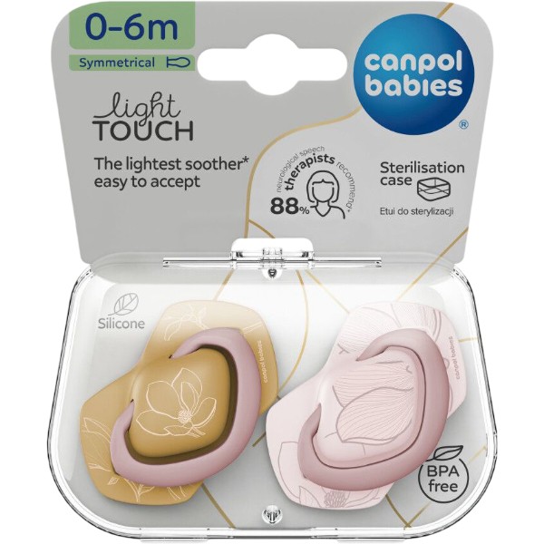 Фото - Симметричная пустышка Canpol babies GOLD 0-6 мес 2 шт. розовая (22/664_pin)