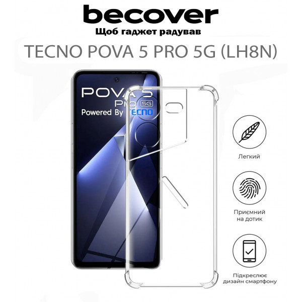 Фото - Чохол для смартфону BeCover Anti-Shock for Tecno POVA 5 Pro 5G (LH8n) Clear (711780)