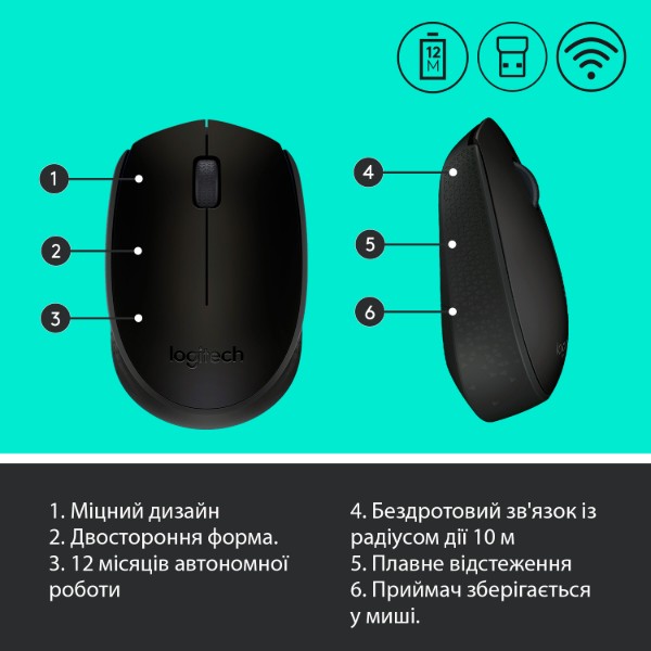 Фото - Мышь беспроводная Logitech M171 Black (910-004424)