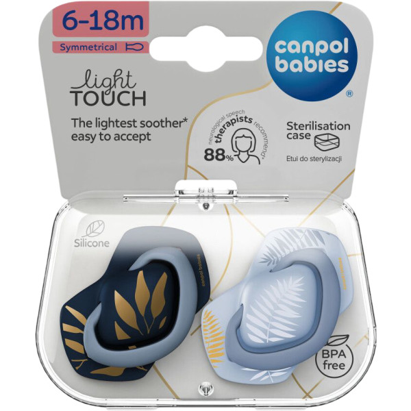 Фото - Симетрична пустушка Canpol babies GOLD 6-18 міс 2 шт. блакитна (22/665_blu)