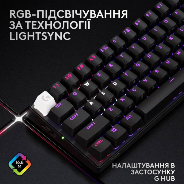 Фото - Клавіатура бездротова ігрова Logitech G Pro X 60 LightSpeed Black (920-011911)