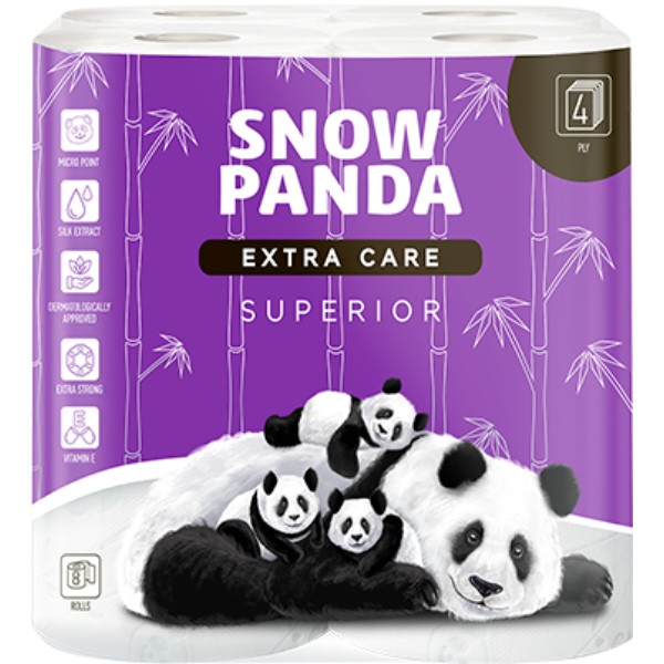 Фото - Туалетная бумага Сніжна панда EXTRA CARE Superior 4сл, 8 шт.