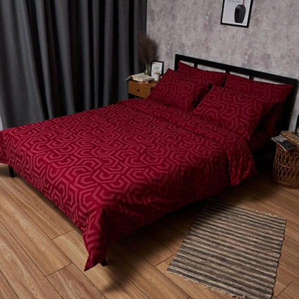 Фото - Комплект постільної білизни Moon&Star Бязь Gold Люкс Burgundy Charm 200х220 см нав. 70х70 2 шт. (MS-880000068)