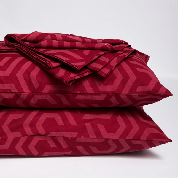 Фото - Комплект постільної білизни Moon&Star Бязь Gold Люкс Burgundy Charm 200х220 нав. 40х60 см 2 шт. (MS-890000084)