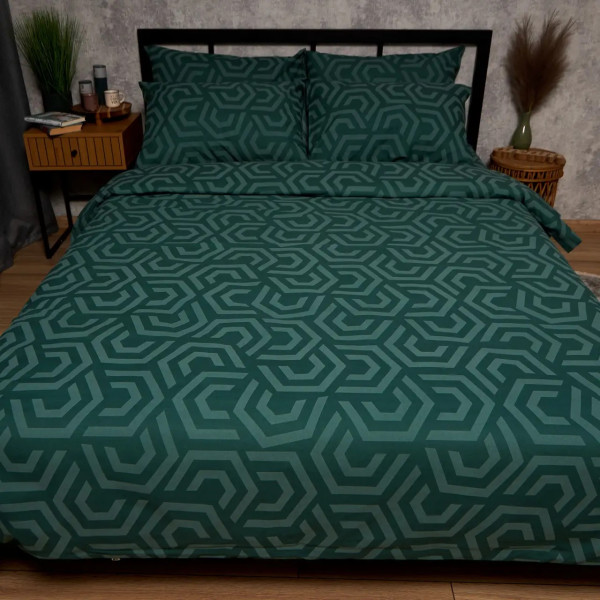 Фото - Комплект постельного белья Moon&Star Бязь Gold Люкс Emerald Maze King Size 220x240 нав. 2х40х60 (MS-820009135)