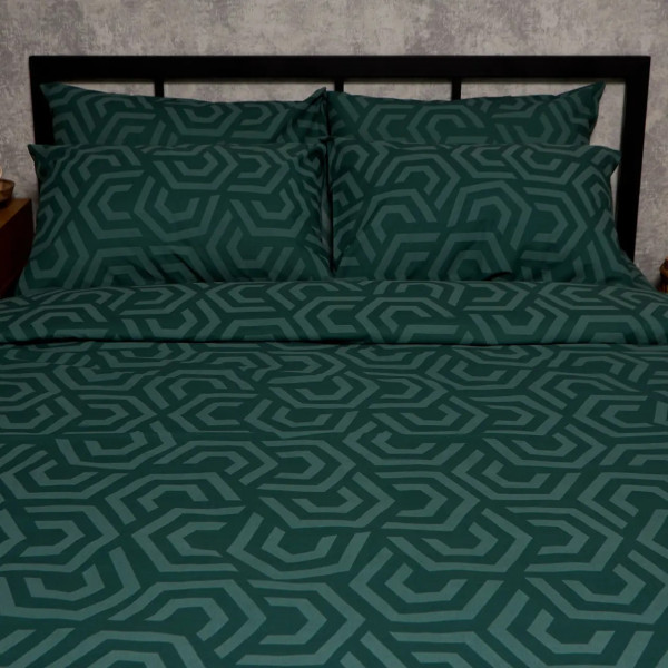 Фото - Комплект постельного белья Moon&Star Бязь Gold Люкс Emerald Maze King Size 220x240 нав. 2х40х60 (MS-820009135)