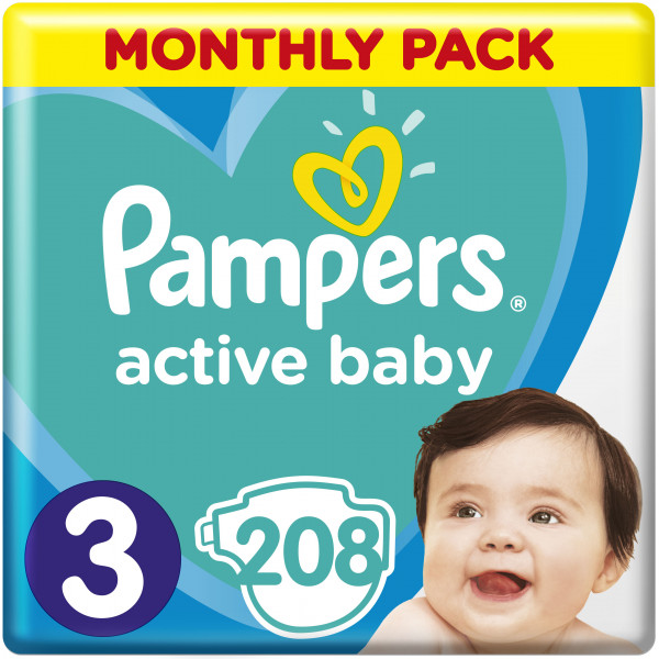 Фото - Одноразові підгузки Pampers Active Baby Розмір 3 (6-10 кг), 208 шт. (81678669)