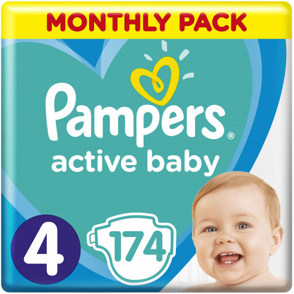 Фото - Одноразові підгузки Pampers Active Baby Розмір 4 (9-14 кг), 174 шт. (81678671)
