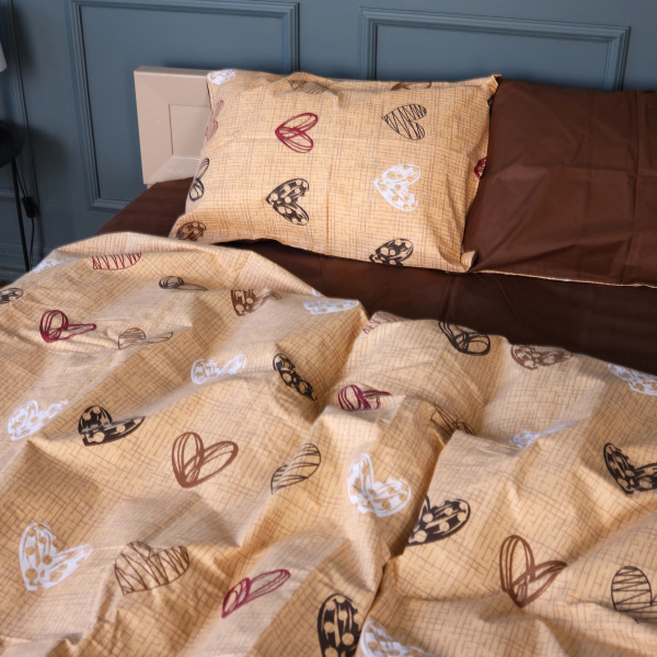 Фото - Комплект постільної білизни MirSon Бязь 17-0705 Toffee Hearts 175х210 см (2200010619676)