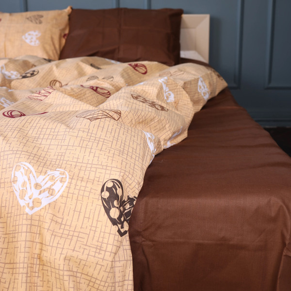 Фото - Комплект постільної білизни MirSon Бязь 17-0705 Toffee Hearts 175х210 см (2200010619676)