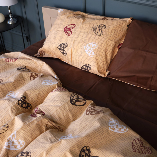 Фото - Комплект постільної білизни MirSon Бязь 17-0705 Toffee Hearts 175х210 см (2200010619676)