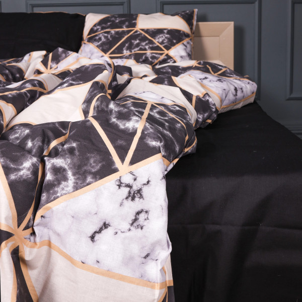 Фото - Комплект постельного белья MirSon Бязь 17-0693 Marbe Black Blocks 175х210 см (2200010453720)