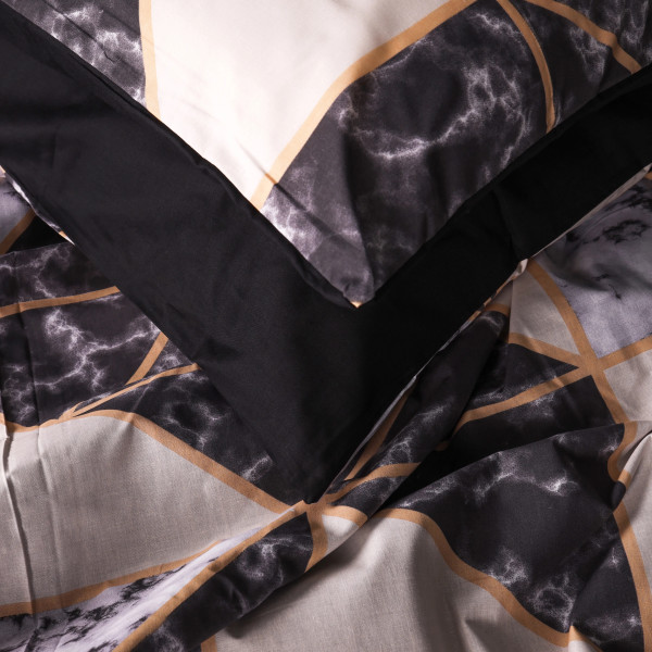 Фото - Комплект постельного белья MirSon Бязь 17-0693 Marbe Black Blocks 175х210 см (2200010453720)