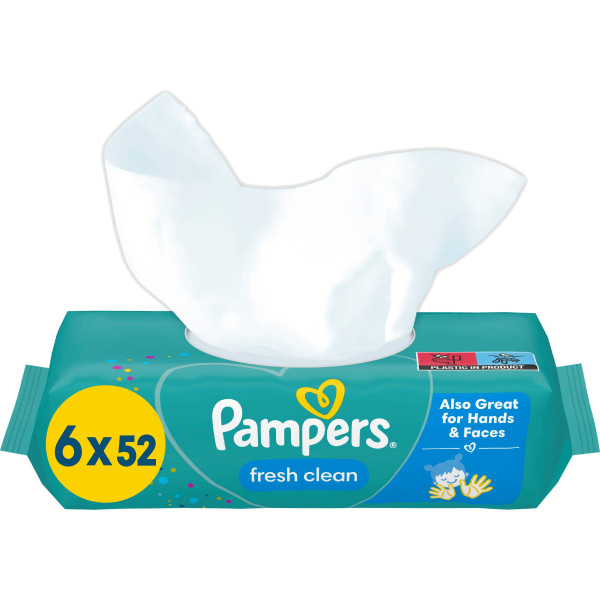 Фото - Вологі серветки для немовлят Pampers Fresh Clean, 312 шт. (6*52 шт) (80777994)