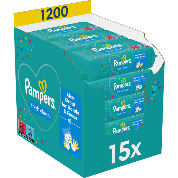 Фото - Вологі серветки для немовлят Pampers Fresh Clean, 1200 шт. (15*80 шт) (80844946)