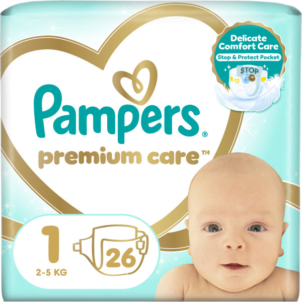 Фото - Одноразові підгузки Pampers Premium Care Розмір 1 (2-5 кг), 26 шт. (80789566)