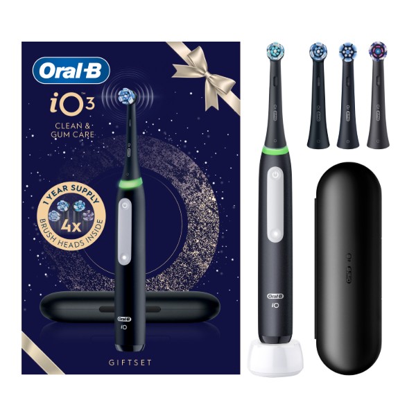 Фото - Зубна щітка електрична Oral-B iO 3 Gifting Edition Чорна + Дорожній чохол + 3 змінні насадки