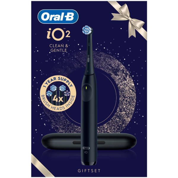 Фото - Зубна щітка електрична Oral-B iO 2 Gifting Edition Чорна + Дорожній чохол + 3 змінні насадки