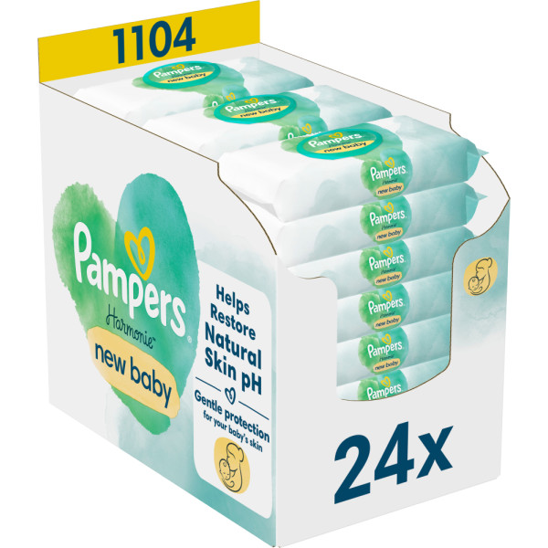 Фото - Вологі серветки для немовлят Pampers Harmonie New baby, 1104 шт. (24*46 шт.) (80769489)